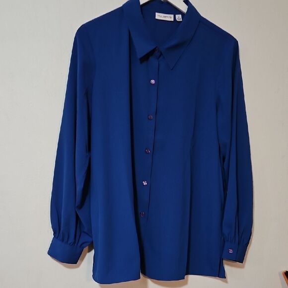 Susan Graver Essentials Royal Blue Blouse - Picture 1 of 7